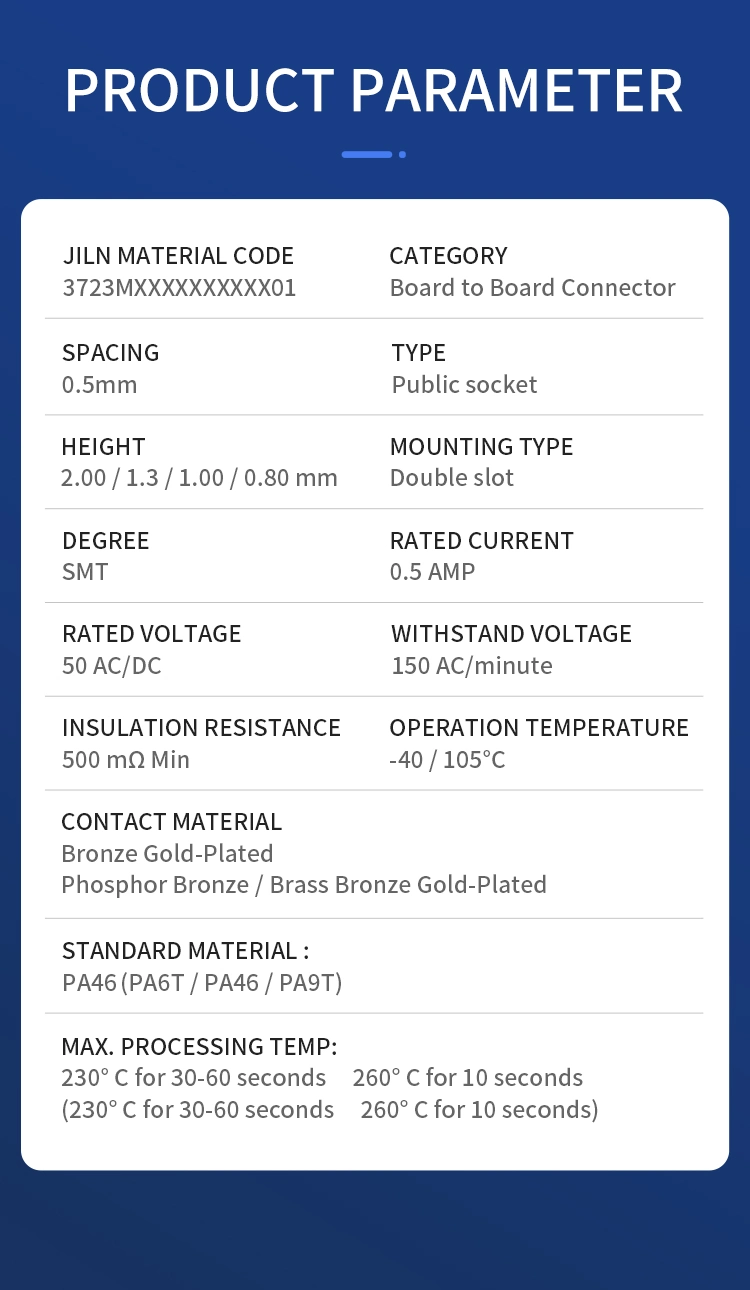 Sample Customization 0.5mm High Quality High Temperature Resistant Board to Board Connectors